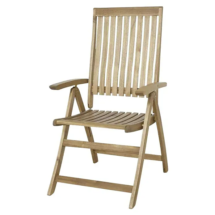 Siena Garden Garten-Positionssessel Paleros - Akazie, Rückenlehne verstellbar, Naturbraun, B x T x H: 60 x 70 x 113 cm - Ein stilvoller, hölzerner Gartenstuhl mit Armlehnen, ideal für entspannte Stunden im Freien. Der Stuhl ist klappbar und leicht zu verstauen.