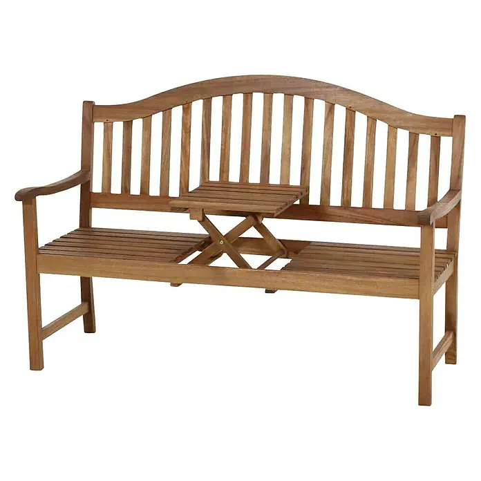 Siena Garden Gartenbank Pisa - B x T x H: 150 x 66 x 104 cm, Akazie, Natur - Diese stilvolle Gartenbank aus Holz mit integriertem Tisch bietet eine bequeme Sitzgelegenheit im Freien. Ideal für entspannte Stunden im Garten.