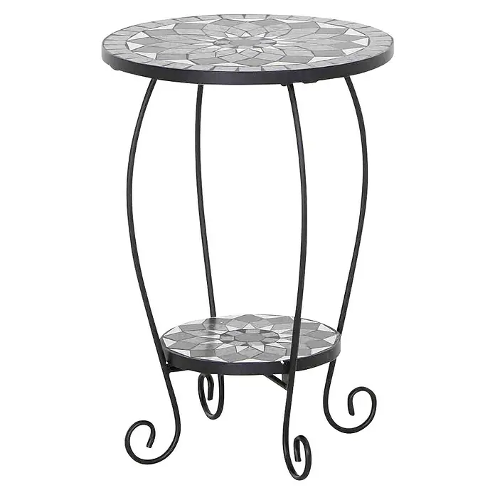 Siena Garden Blumenständer Como - Ø x H: 40 x 60 cm - Dekorativer Beistelltisch mit Mosaikplatte und geschwungenen Beinen, ideal für den Innen- und Außenbereich. Das kunstvolle Design verleiht jedem Raum eine elegante Note.