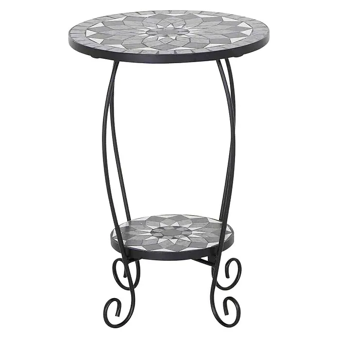 Siena Garden Blumenständer Como - Ø x H: 40 x 60 cm - Elegantes Mosaiktischchen mit filigranem Metallgestell. Ideal als Beistelltisch für Wohnzimmer oder Garten, ein stilvolles Deko-Element.