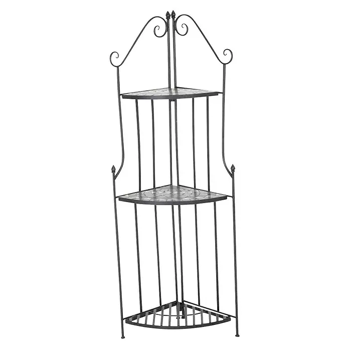 Siena Garden Eckregal ComoL x B: 63 x 29 cm - Dreistufiges Eckregal aus Metall mit filigranen Verzierungen, ideal als dekoratives Möbelstück und praktische Ablagefläche.