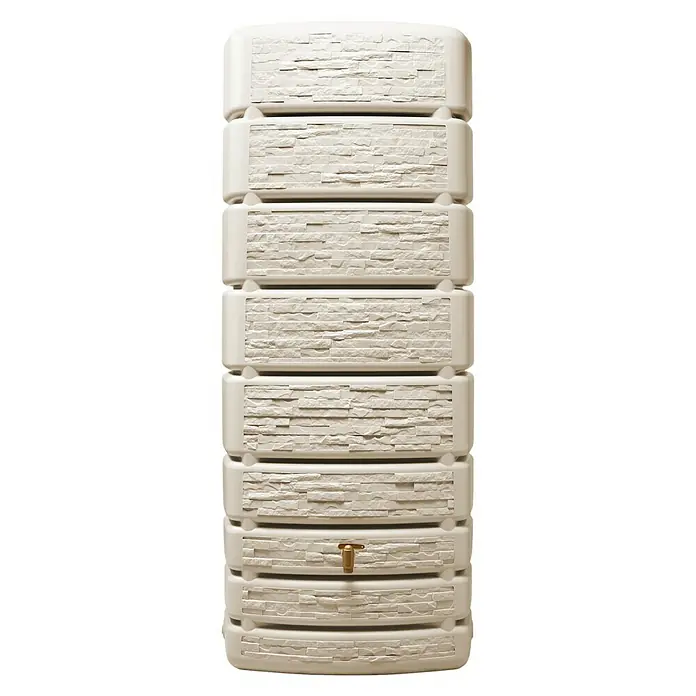 4rain Regenspeicher Slim Stone - 500 l, Beige - Der Wasserspeicher in Steinoptik ist ein praktischer Helfer im Garten. Er speichert Regenwasser und ist mit einem Wasserhahn versehen.