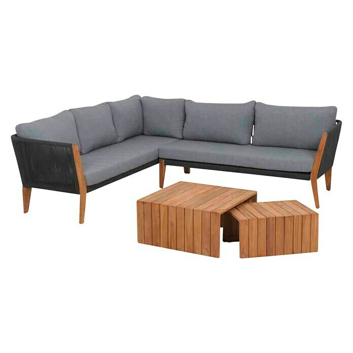 Siena Garden Loungemöbel-Set Parma4 -tlg., Aluminium/Teak, Anthrazit/Braun Diagonal View