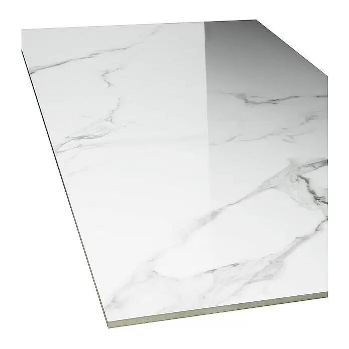 Feinsteinzeugfliese Marmi Statuario - 60 x 120 cm, Weiß, Glänzend - Detailaufnahme