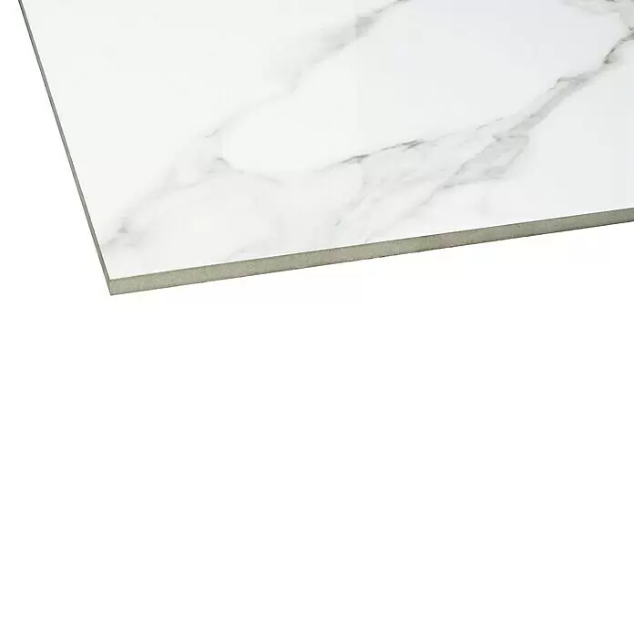 Feinsteinzeugfliese Marmi Statuario120 x 240 cm, Weiß, Glänzend