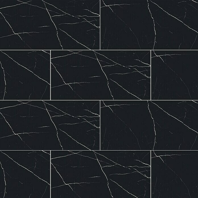 Feinsteinzeugfliese Black Marble (120 x 240 cm, Schwarz, Glänzend) | BAUHAUS