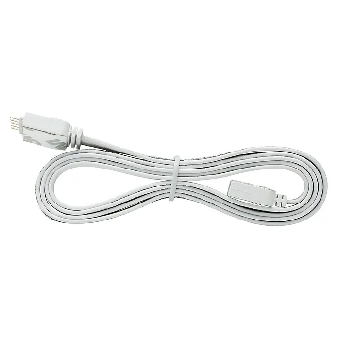 Paulmann MaxLED Verbindungskabel Flex-Connector - 100 cm - Weißes USB-Kabel mit Mini-USB- und USB-Anschlüssen, aufgerollt und mit Kabelbinder fixiert, ideal für verschiedene Geräte.