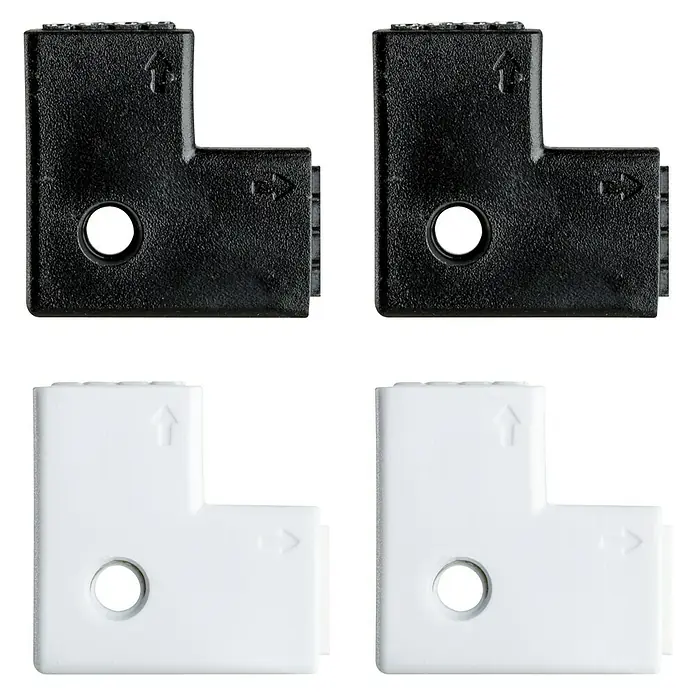 Paulmann Conector de esquina YourLED - 12 pzs. - Cuatro conectores de esquina en blanco y negro. Estos conectores son ideales para uniones angulares y tienen una abertura para tornillos.