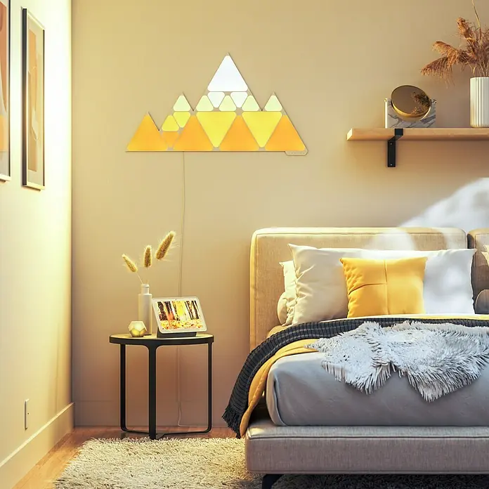 Nanoleaf Erweiterungskit Shapes Hexagons 3 Panels3 Stk., Weiß, RGBW, Hexagons, Smart Home-fähig: Ja - Nanoleaf Shapes Triangles: Intelligente LED-Panels in Dreiecksform, die sich individuell anpassen und steuern lassen. Schaffen Sie eine einzigartige Lichtatmosphäre.