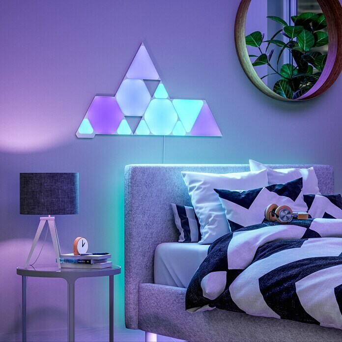 Nanoleaf LED-Panel Shapes Hexagons 5er Starter Set 2. GenerationL x B x H: 23 x 20 x 0,6 cm, Weiß, RGBW Mood Shot