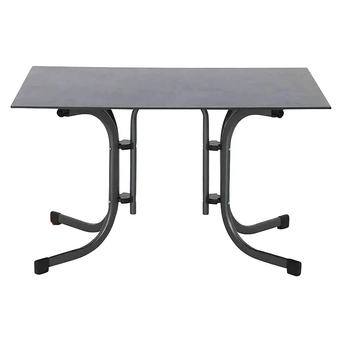Siena Garden Urban Lights Gartenmöbel-Set Square Sessel/Sola Tisch - 5 -tlg., Polypropylen, Olive/Anthrazit - Ein grauer Klapptisch mit Stahlgestell, ideal für den flexiblen Einsatz im Innen- und Außenbereich. Robust und platzsparend.