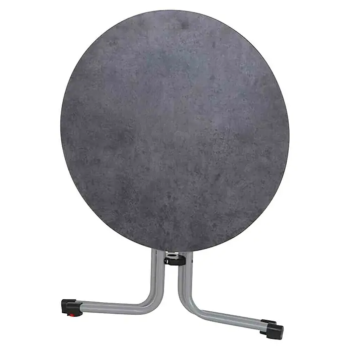 Siena Garden Balkontisch Sola - 80 x 70 cm, Stahl, HPL, Klappbar, Rund, Silber/Anthrazit - Grauer runder Klapptisch mit silberfarbenem Metallgestell. Kompakt und platzsparend für den flexiblen Einsatz.