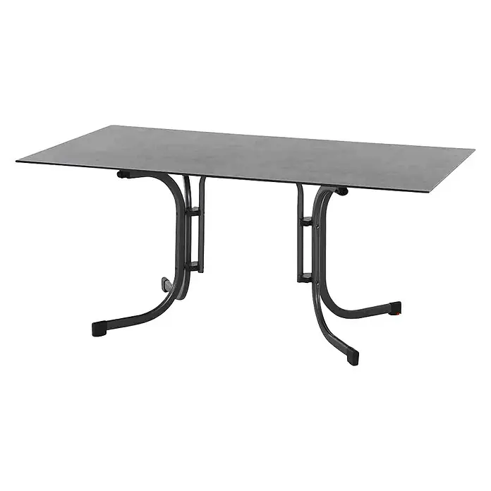 Siena Garden Urban Lights Gartenmöbel-Set Square Sessel/Sola Tisch - 5 -tlg., Polypropylen, Olive/Anthrazit - Tisch: Ein rechteckiger, grauer Klapptisch mit dunklen Metallbeinen, ideal für drinnen und draußen. Praktisch und platzsparend.