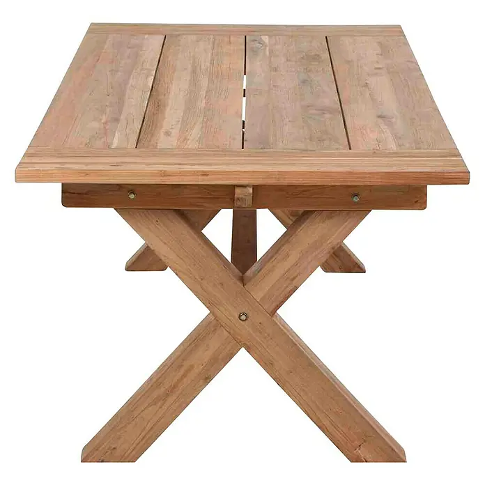 Siena Garden Gartentisch Cardiff - L x B x H: 180 x 100 x 76 cm, Teak, Rechteckig, Naturbraun - Hölzerner Esstisch mit X-förmigem Untergestell, ideal für stilvolle Mahlzeiten im Freien. Sehr gute Qualität und ein ansprechendes Design.
