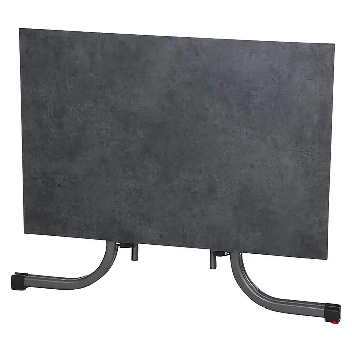 Siena Garden Urban Lights Gartenmöbel-Set Square Sessel/Sola Tisch - 5 -tlg., Polypropylen, Olive/Anthrazit - Nahaufnahme einer modernen grauen Tischplatte auf einem schwarzen Untergestell, ideal für minimalistische Interieurs.