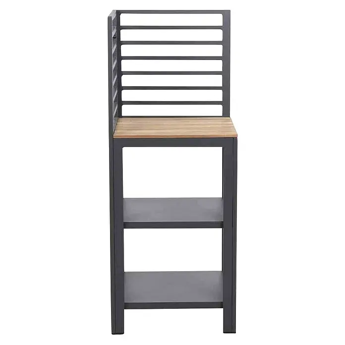 Siena Garden Grillküchen-Modul Sierra EckteilNatur/Anthrazit, B x T x H: 56 x 56 x 141 cm, Aluminium - Dieser Barstuhl aus Holz und Metall verfügt über eine hohe Rückenlehne mit horizontalen Streben und eine Fußstütze für Komfort.