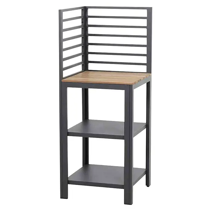 Siena Garden Grillküchen-Modul Sierra EckteilNatur/Anthrazit, B x T x H: 56 x 56 x 141 cm, Aluminium - Modernes Outdoor-Regal mit Holzplatte und zwei zusätzlichen Ablageflächen für Garten und Terrasse.