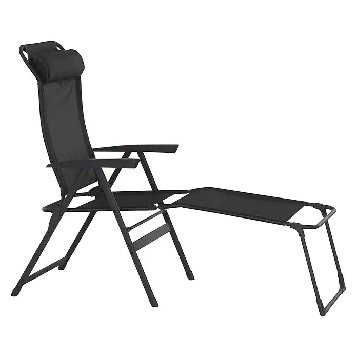 Siena Garden Beinauflage Comfort - Anthrazit - Ein stilvoller, verstellbarer Loungesessel mit Fußstütze in dunkler Farbe, ideal zum Entspannen im Freien.