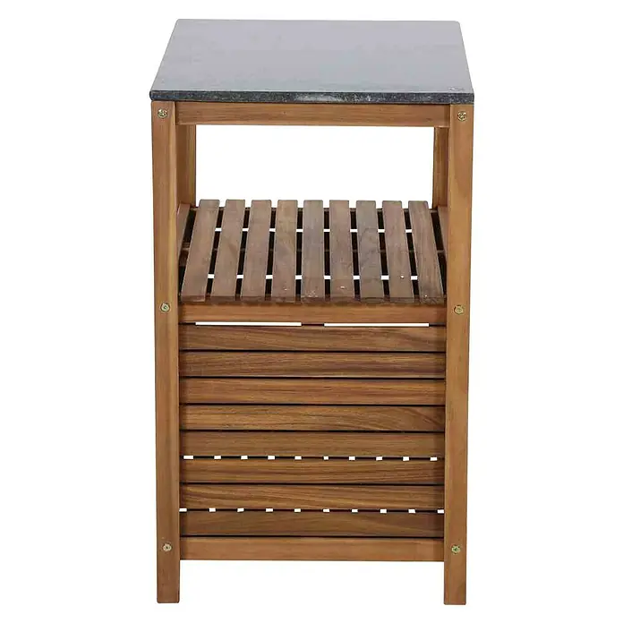 Siena Garden Outdoorküchen-Modul Riva - B x T x H: 75 x 52 x 87 cm, Granit, Natur/Dunkelgrau - Ein aus Holz gefertigter Beistelltisch mit einer grauen Tischplatte. Optimal für den Innen- und Außenbereich geeignet.
