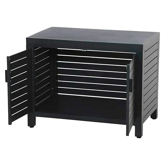 Siena Garden Outdoorküchen-Modul Texas - Anthrazit, B x T x H: 90 x 56 x 70,5 cm - Schwarzer Gartenschrank mit offenen Türen, ideal zur Aufbewahrung von Gartengeräten und Zubehör im Außenbereich. Praktisches Design.