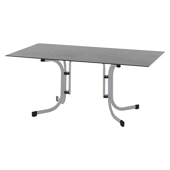 Siena Garden Gartentisch SolaL x B x H: 160 x 90 x 71 cm, HPL, Stahl, Silber/Dunkelgrau, Klappbar - Grauer Klapptisch mit Metallgestell für den flexiblen Einsatz im Innen- und Außenbereich. Praktisch und platzsparend.