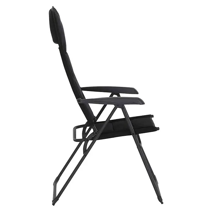 Siena Garden Campingstuhl Premium - Rückenlehne verstellbar, Anthrazit, B x T x H: 70,5 x 59 x 118 cm - Abgebildeter schwarzer Relaxsessel mit Armlehnen und verstellbarer Rückenlehne für hohen Komfort. Ideal für entspannte Stunden im Freien.