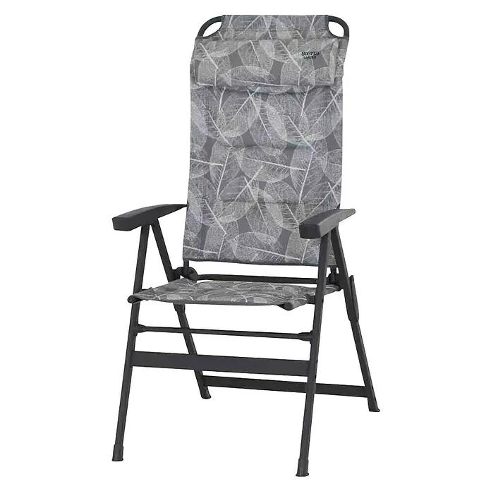 Siena Garden Garten-Positionssessel Natura - Rückenlehne verstellbar, Grau, B x T x H: 61 x 67,5 x 121 cm - Ein stilvoller, hochlehniger Campingstuhl von Siena Garden mit grauem Blattmuster für entspannte Stunden im Freien.