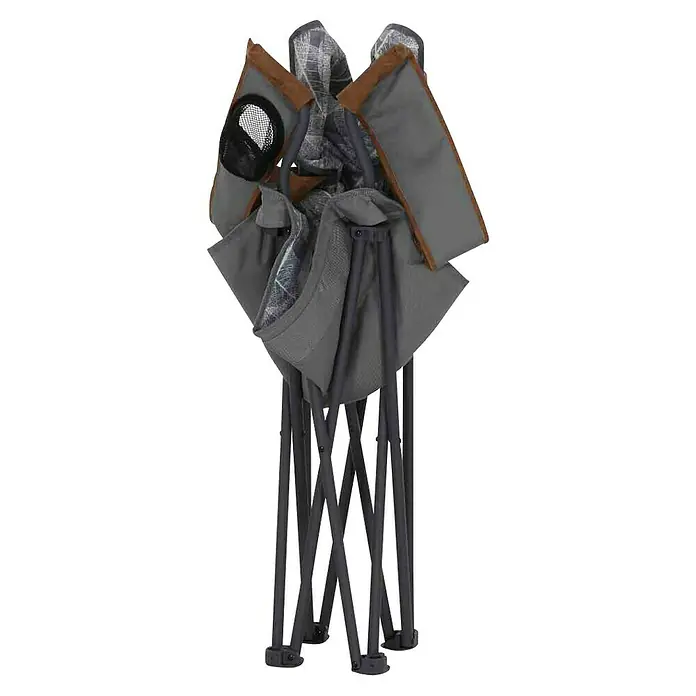 Siena Garden Campingstuhl Natura - Klappbar, Grau, B x T x H: 90 x 61 x 95,5 cm - Zusammengeklappter grauer Campingstuhl mit braunen Akzenten, ideal für Outdoor-Aktivitäten und komfortable Sitzgelegenheiten.