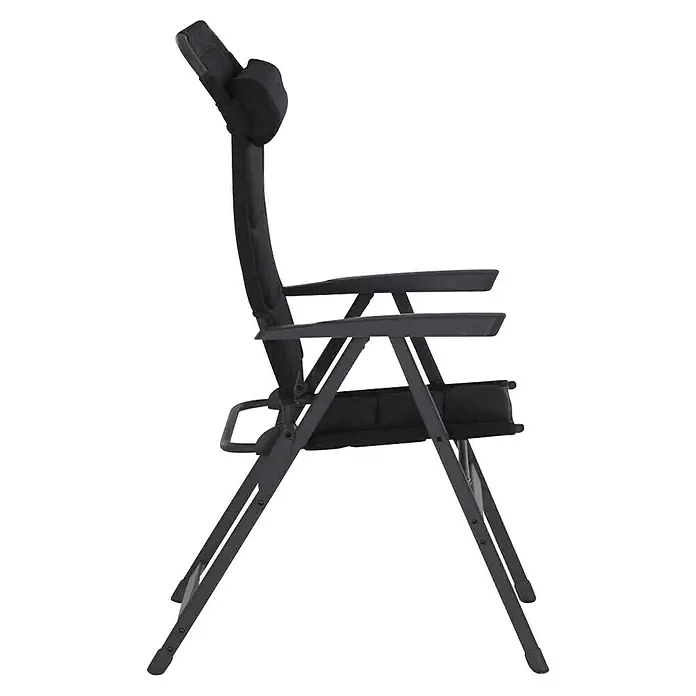 Siena Garden Garten-Positionssessel Premium + - Rückenlehne verstellbar, Schwarz, B x T x H: 61 x 67,5 x 121 cm - Ansicht eines stilvollen, grauen Relaxsessels mit verstellbarer Rückenlehne und bequemer Kopfstütze für entspannte Momente.