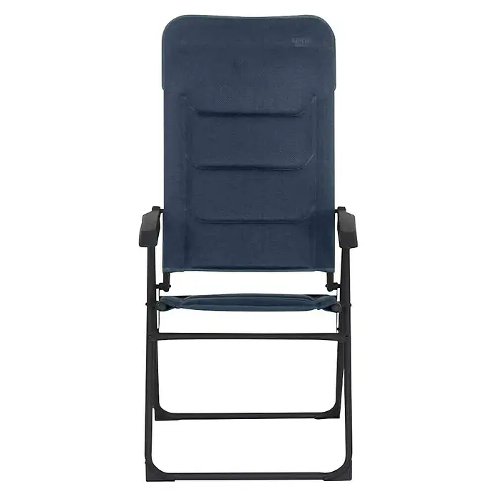 Siena Garden Campingstuhl Premium - Rückenlehne verstellbar, Blau, B x T x H: 70,5 x 59 x 118 cm - Bild einer blauen Campingstuhl mit Armlehnen und einem robusten Metallrahmen für Outdoor-Abenteuer und entspanntes Sitzen.