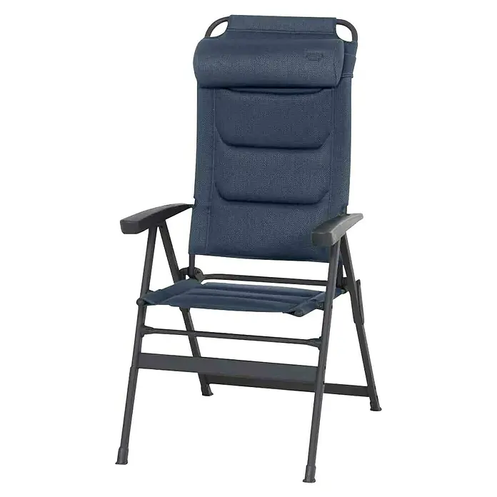 Siena Garden Garten-Positionssessel Premium + - Rückenlehne verstellbar, Blau, B x T x H: 61 x 67,5 x 121 cm - Abgebildeter blauer Campingstuhl mit hoher Rückenlehne und Armlehnen, ideal für Outdoor-Aktivitäten.