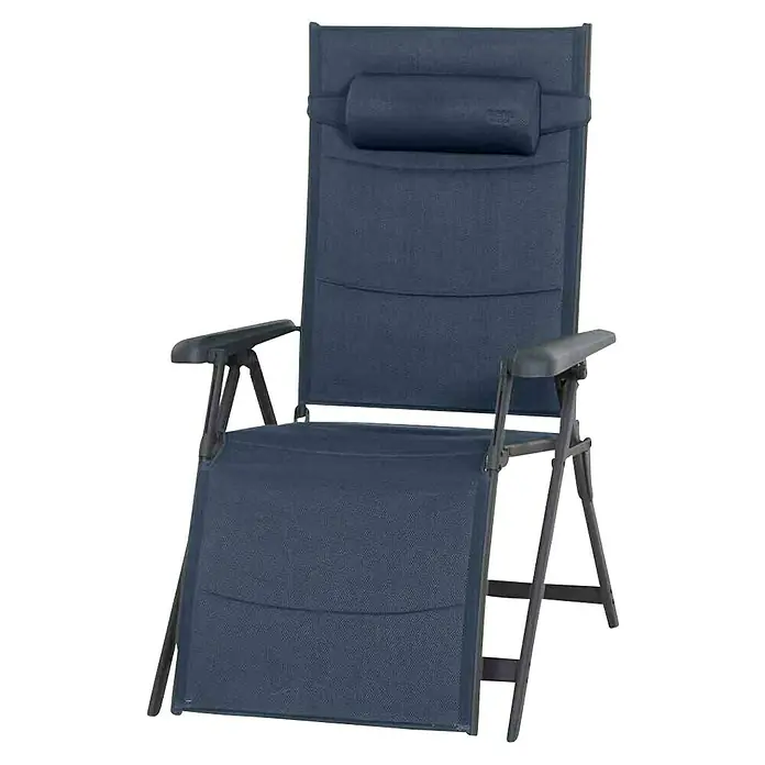 Siena Garden Garten-Liegestuhl Premium - Aluminium, Polyester, Klappbar, Dunkelblau, B x T x H: 74,5 x 91 x 122,5 cm - Der blaue Relaxsessel bietet Komfort mit Armlehnen und Kopfstütze, ideal für entspannte Momente im Garten oder auf der Terrasse.