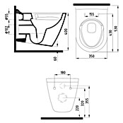 Spülrandloses Wand-Dusch-WC Mineral (Mit Duschfunktion, Tiefspüler, Weiß)