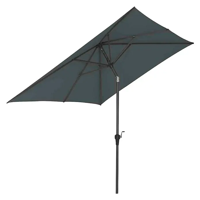 Siena Garden Marktschirm AvioAnthrazit, Bespannungsmaß (L x B): 200 x 250 cm - Bild eines rechteckigen Sonnenschirms in dunkler Farbe mit Metallgestell, ideal für den Garten oder die Terrasse.