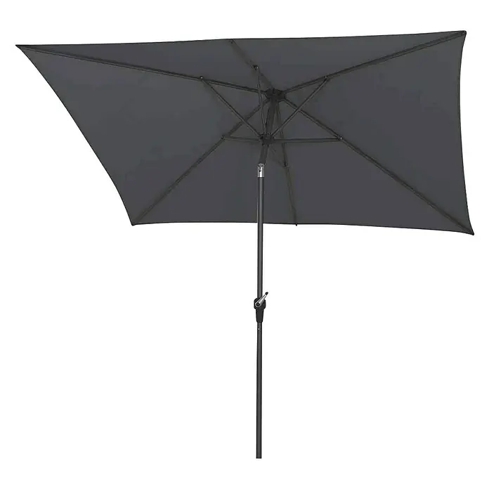 Siena Garden Marktschirm AvioAnthrazit, Bespannungsmaß (L x B): 200 x 250 cm - Abbildung eines rechteckigen Sonnenschirms in dunkler Farbe, der Schatten spendet und vor Sonne schützt.\n