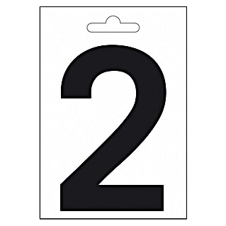 Folienzeichen (Zahl 2, 10 cm, PVC, Schwarz)