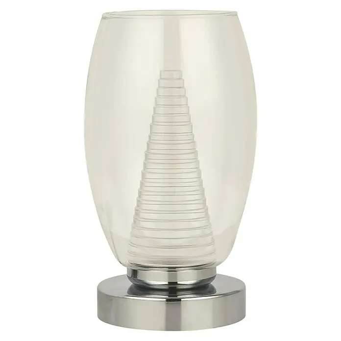 Searchlight Tischleuchte - L x B x H: 11,5 x 11,5 x 20,5 cm, Farblos - Elegante Tischleuchte mit transparentem Glasschirm und silbernem Sockel, die ein modernes Ambiente schafft.