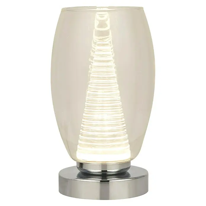 Searchlight Tischleuchte - L x B x H: 11,5 x 11,5 x 20,5 cm, Farblos - Elegante Tischleuchte mit spiralförmigem Design im Glas, ruhend auf einem chromfarbenen Sockel. Perfekt für stimmungsvolle Beleuchtung.