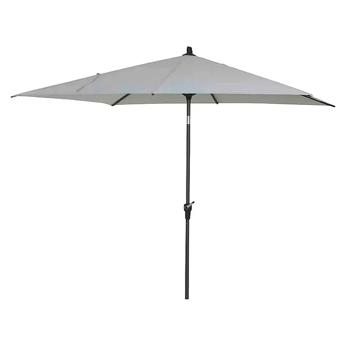 Siena Garden Marktschirm AvioStone, Bespannungsmaß (L x B): 200 x 250 cm - Ein grauer Gartenschirm mit einem stabilen, dunklen Mast. Ideal für sonnige Tage im Freien.