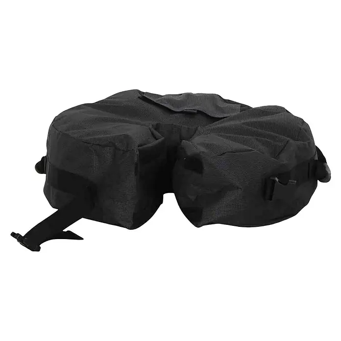Siena Garden Schirmständer Beschwerung - Durchmesser: 45 cm, Geeignet für: Schirmständer, Anthrazit - Bild einer schwarzen Sandsacktasche, die zur Stabilisierung von Geräten verwendet wird, mit verstellbaren Riemen.