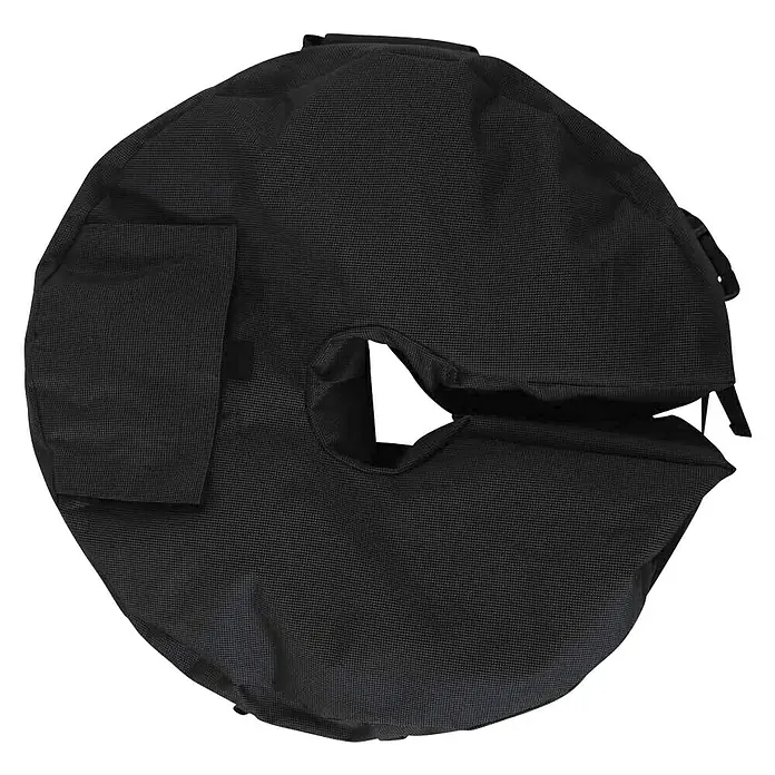 Siena Garden Schirmständer Beschwerung - Durchmesser: 45 cm, Geeignet für: Schirmständer, Anthrazit - Eine schwarze, runde Lautsprechertasche mit Öffnung und einer aufgesetzten Tasche, ideal zum Schutz und Transport von Lautsprechern.