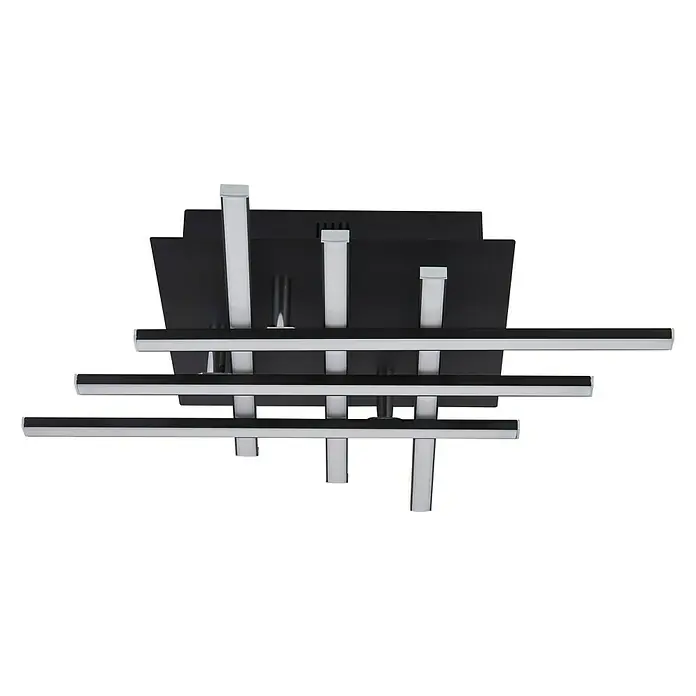 Searchlight LED-Deckenleuchte - 20 W, L x B x H: 45,5 x 45,5 x 85 cm, Schwarz, Weiß, 6 Stk. - Moderne LED-Deckenleuchte in Schwarz und Silber. Das elegante Design mit überlappenden Rechtecken sorgt für stilvolle Beleuchtung in jedem Raum.