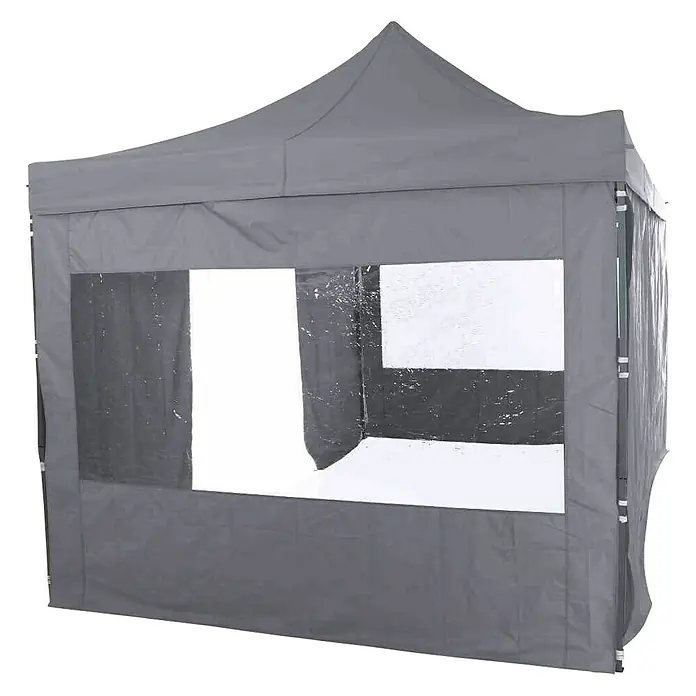 Siena Garden Faltpavillon Allrounder - B x T: 450 x 300 cm, Farbe Dach: Grau - Graues Partyzelt mit Fenstern, ideal für Veranstaltungen im Freien und zum Schutz vor Wind und Wetter.