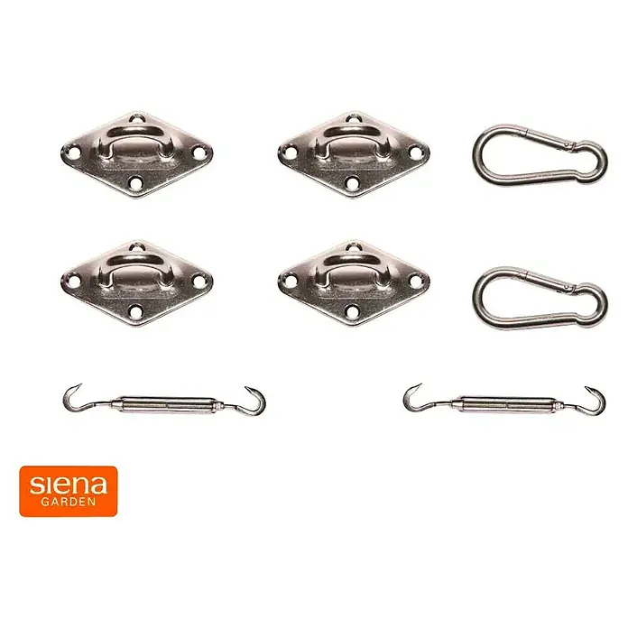 Siena Garden Zubehör-Set Solino - 8 -tlg., Passend für: Siena Garden Sonnensegel Solino quadratisch - Siena Garden Sonnensegel Befestigungsset: Dieses Set enthält alle wichtigen Teile zur sicheren Anbringung Ihres Sonnensegels.