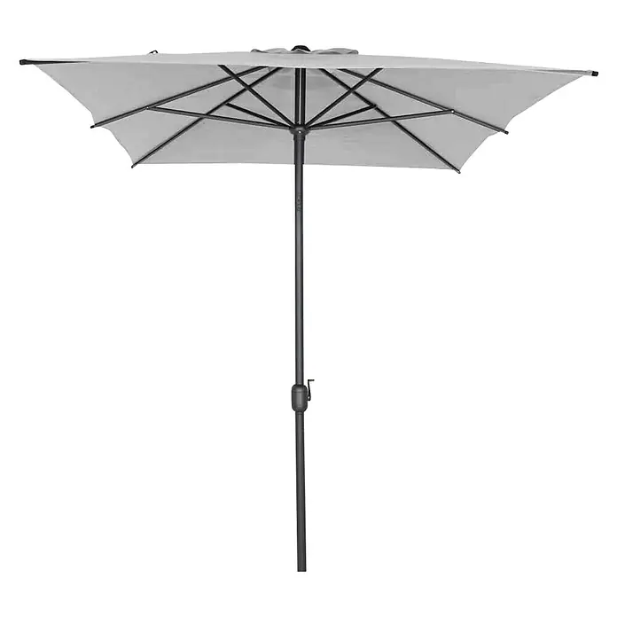 Siena Garden Marktschirm Isa - Grau, Bespannungsmaß (L x B): 300 x 200 cm - Gartenschirm mit einem grauen Schirmdach und einem stabilen, dunklen Metallgestell, ideal für sonnige Tage im Freien.