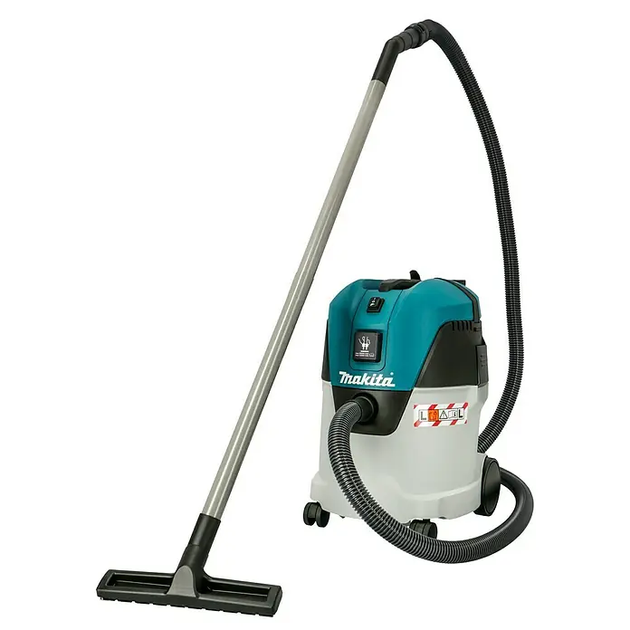 Makita Aspirador en seco y húmedo eléctrico VC2512L - 1.000 W, 25 l - Imagen de una aspiradora industrial Makita, robusta y potente, ideal para su uso en obras y talleres.