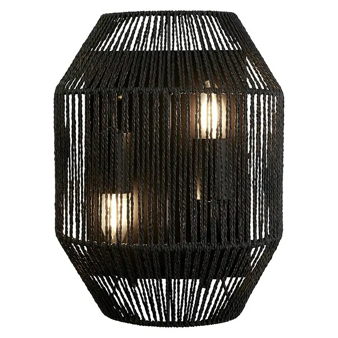 Searchlight Wandleuchte - 80 W, L x B x H: 125 x 24,5 x 305 cm, Schwarz, Schwarz, E27 - Elegante schwarze Lampe mit gewebtem Design. Die Lampe strahlt ein warmes, einladendes Licht aus.