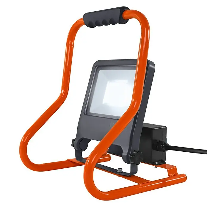 Ledvance LED-Strahler - 50 W, 4.500 lm, 4.000 K, L x B x H: 27 x 28 x 38 cm, IP44 - Helle LED-Arbeitsleuchte mit orangefarbenem Rahmen und Tragegriff, ideal für Baustellen und Werkstätten. Robuste Ausführung für den täglichen Einsatz.