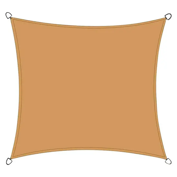 Siena Garden Sonnensegel SolinoL x B: 360 x 360 cm, Natur, Quadratisch - Sonnensegel in quadratischer Form mit weißen Befestigungsringen an den Ecken für den Außenbereich.