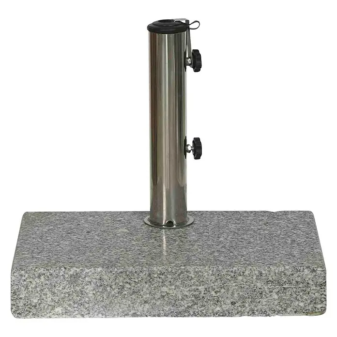 Siena Garden Granitschirmständer - 25 kg, L x B: 45 x 28 cm, Passend für: z.B. Siena Garden Sonnenschirm "Tropico" - Schirmständer aus Granit mit einer silbernen Halterung für Sonnenschirme. Optimal für Terrasse oder Garten.